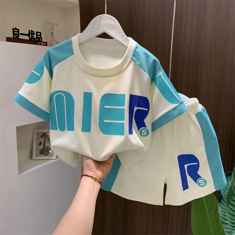 Boys Summer Clothing Children's Fashion Short sleeved Set New Korean Edition Fashionable Boys Summer Thin Casual Two Piece Set