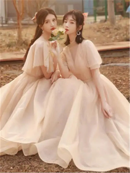 Spring 2024 Maids of  Dr Ele een Fairy T Wedding Banquet Long Skirt Women's Friend Maids of  Outfit