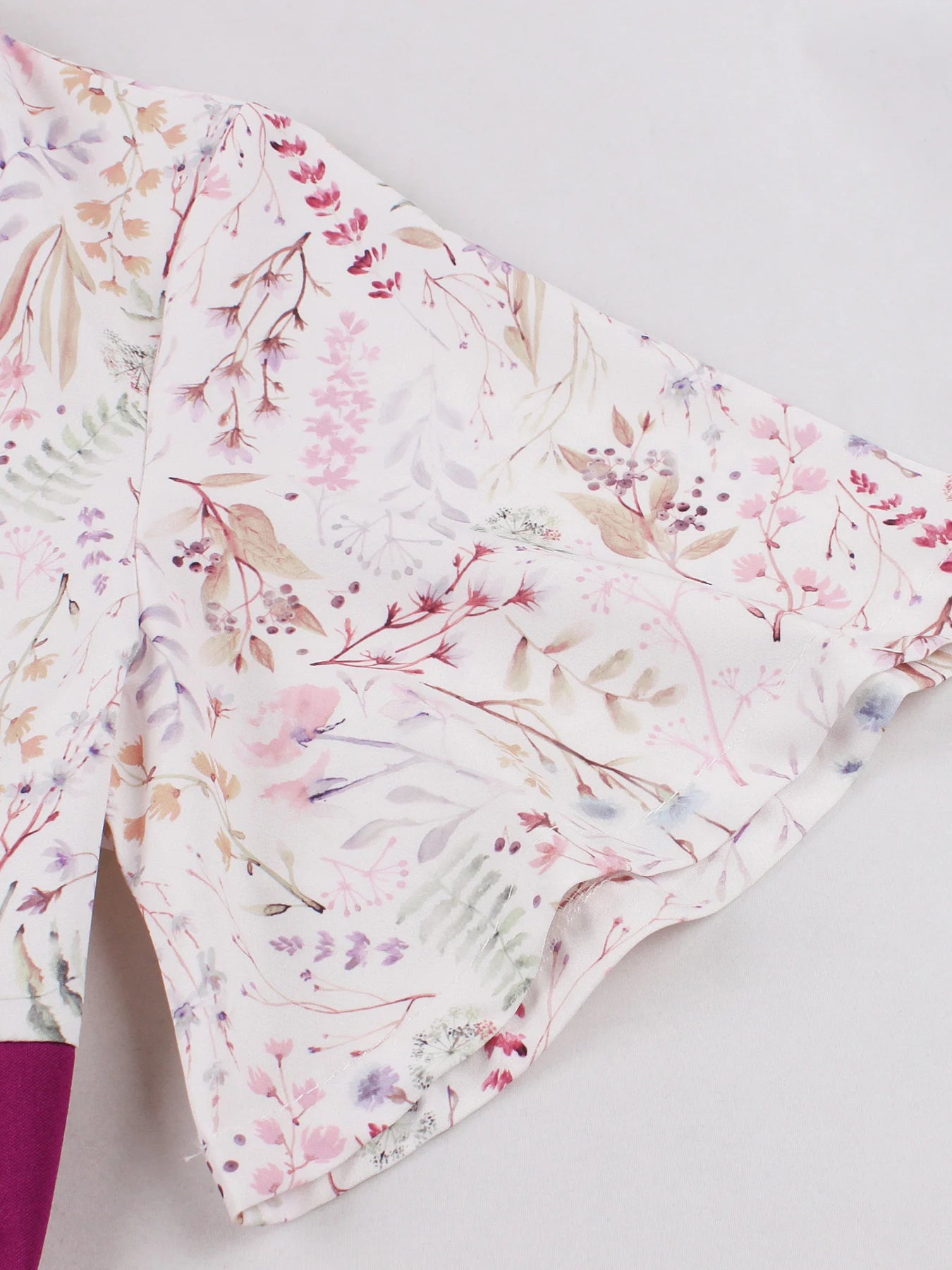 Tonval V-Neck Floral Contrast Purple High Waist Summer Dresses Holiday Women Flare Sleeve A-Line Party Birthday Beach Dress