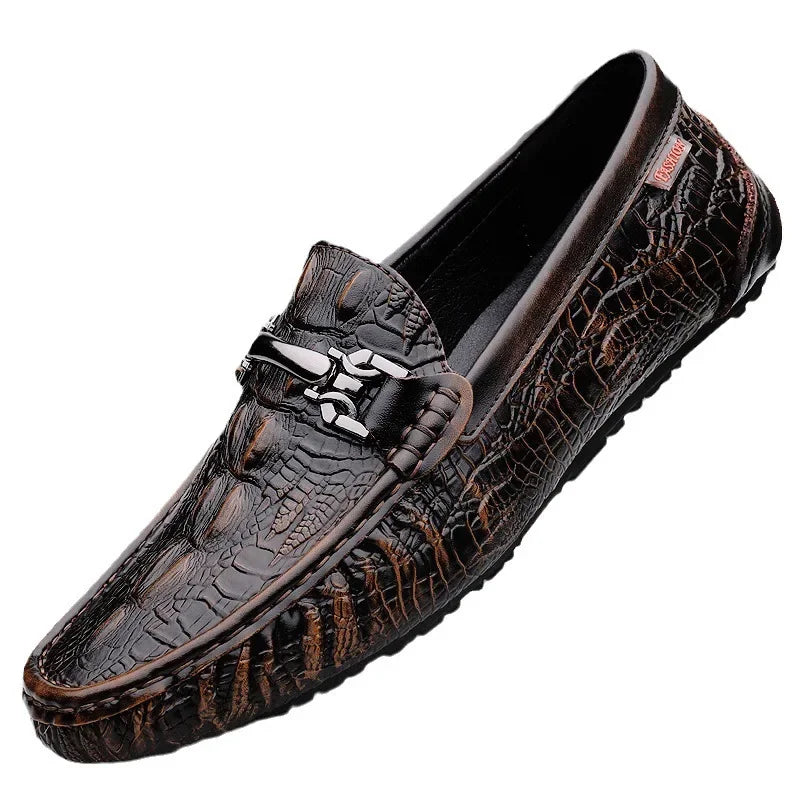 Moccasins plus Size 45 46 47 Business Crocodile Pattern Loafers Men's Real Cow Business Men's Shoes