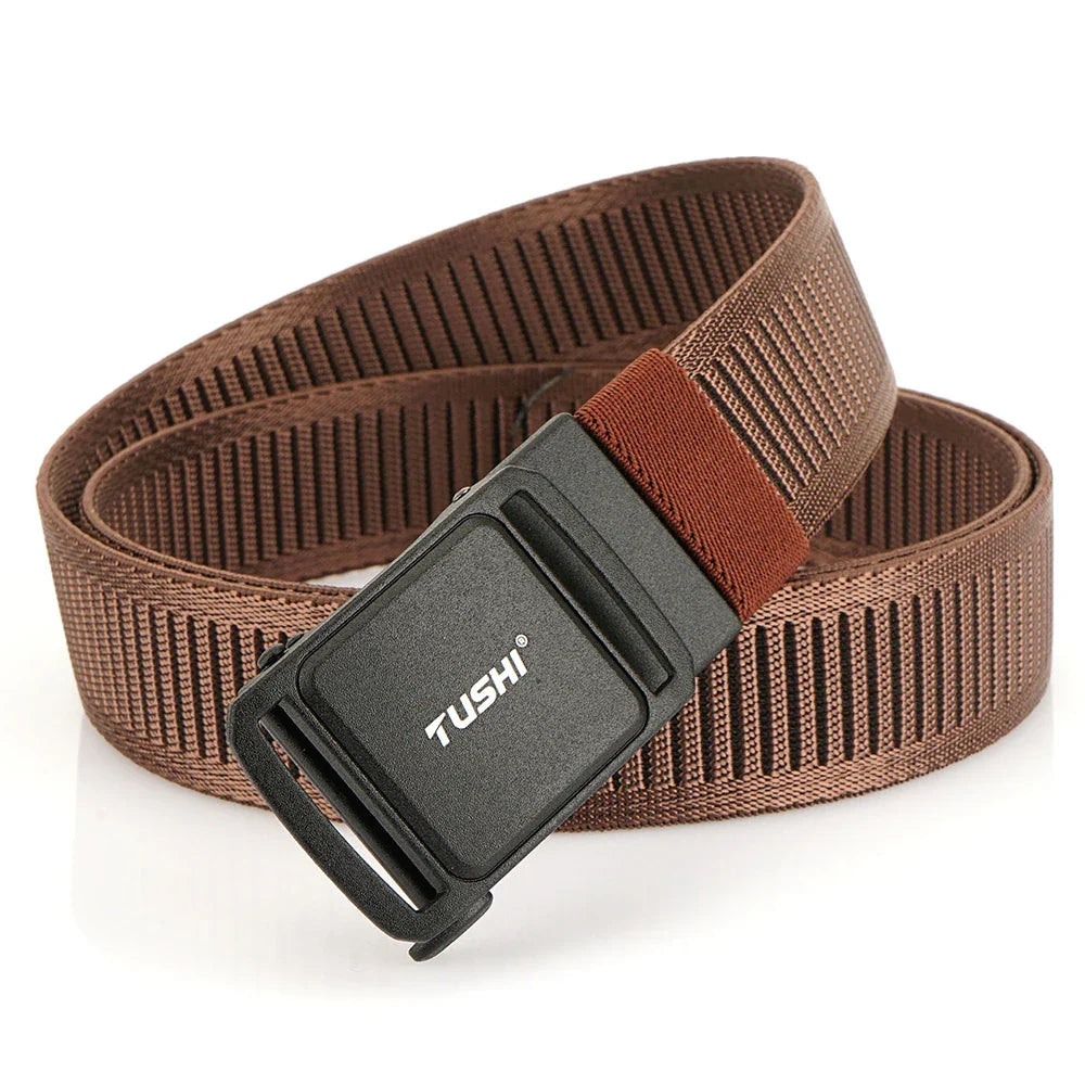 TUSHI New 3.8cm Tactical Belt for Men 1200D Thick Nylon Casual Belt Alloy Automatic Buckle Tactical outdoor Elastic Belt Male