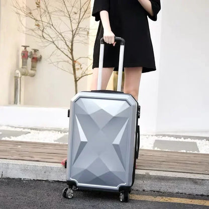 20‘’22/24/26/28 inch Rolling luggage set travel suitcase spinner wheels trolley luggage bag case Diamond Silver suitcase Women's