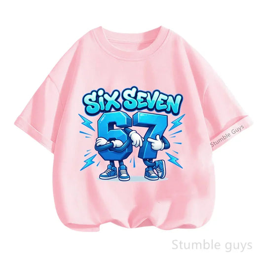 Summer Boys Clothes Girls 67 Print Tshirt Six Seven T-shirt Kids 3-14Y Short Sleeve Casual Tee