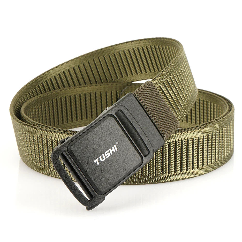 TUSHI New 3.8cm Tactical Belt for Men 1200D Thick Nylon Casual Belt Alloy Automatic Buckle Tactical outdoor Elastic Belt Male