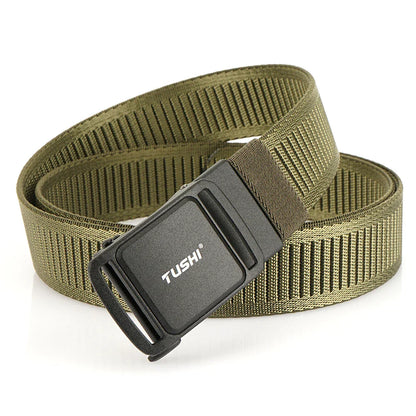 TUSHI New 3.8cm Tactical Belt for Men 1200D Thick Nylon Casual Belt Alloy Automatic Buckle Tactical outdoor Elastic Belt Male