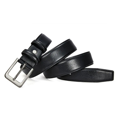 Men's Belt Boys Genuine Leather Belt Pin Buckle Belt Brown Middle-aged Youth Casual Trendy Men's Belt，Ideal for gifting