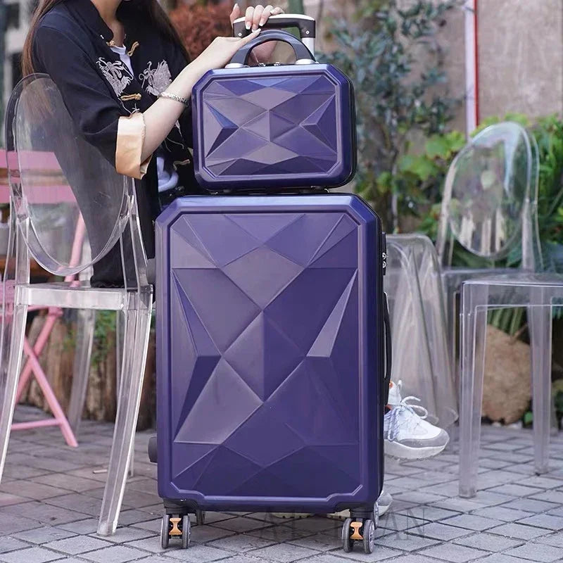 20‘’22/24/26/28 inch Rolling luggage set travel suitcase spinner wheels trolley luggage bag case Diamond Silver suitcase Women's