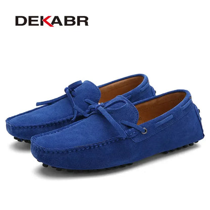 DEKABR Casual Men Genuine Leather Shoes Summer Breathable Green Men's Loafers Leather Shoes Sapato Masculino Zapatos Hombre