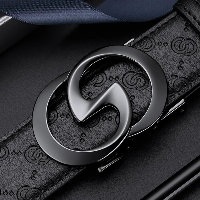 Men's high-end leather belt, automatic buckle belt, fashionable and versatile belt