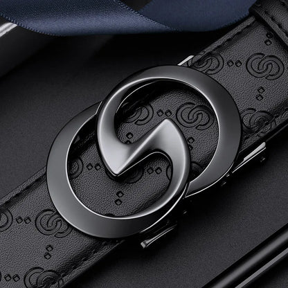 Men's high-end leather belt, automatic buckle belt, fashionable and versatile belt