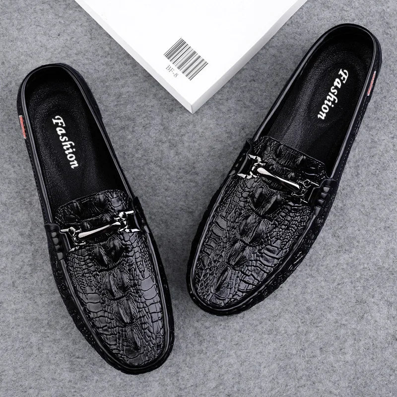 Moccasins plus Size 45 46 47 Business Crocodile Pattern Loafers Men's Real Cow Business Men's Shoes