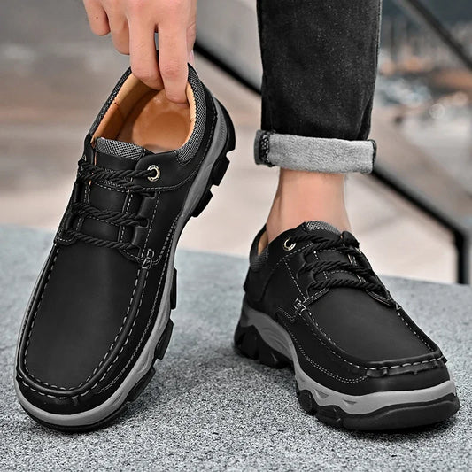 Men's Shoes Hot Sale Male Comfortable Casual Shoe 2023 Genuine Leather Male Business Shoes High Quality Lace-Up Oxford Shoes