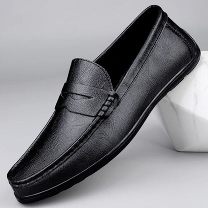 Genuine Leather Men Casual Shoes Luxury Brand Man Formal Dress Shoes Breathable Mens Loafers Slip on Boat Shoes Size 38-47