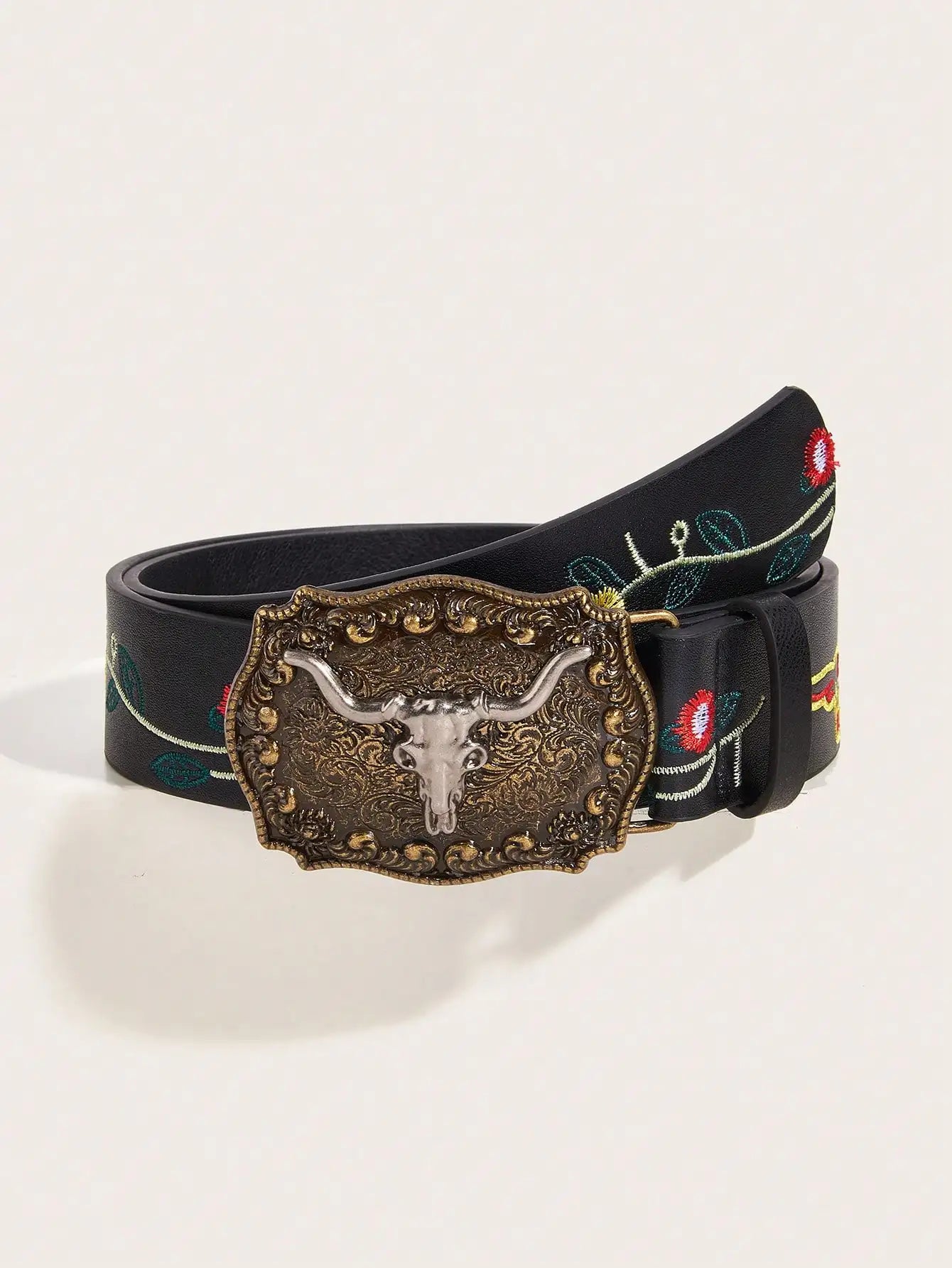 Vintage western cowboy wind cowboy buckle printed belt