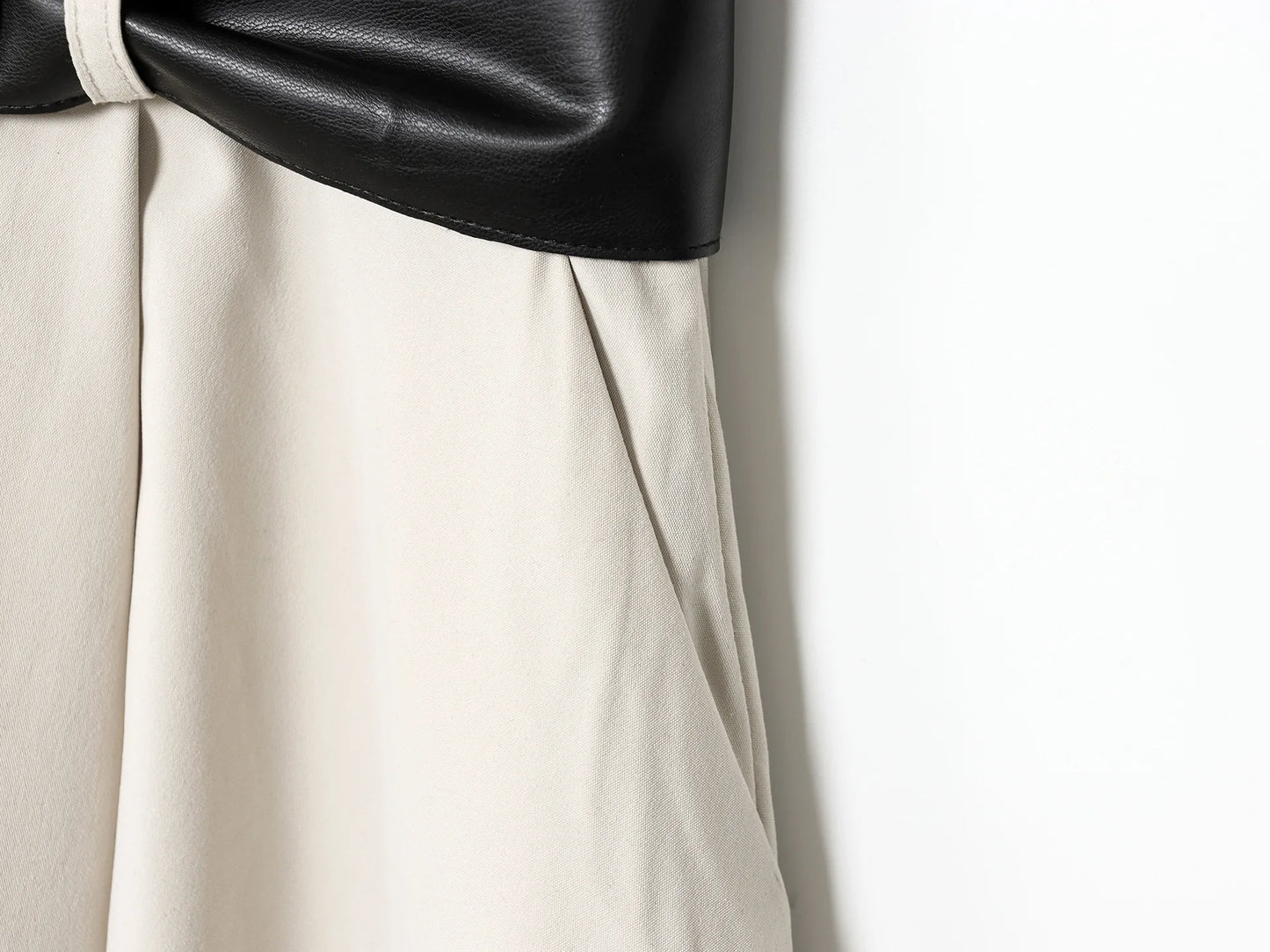 Women's New Fashion With Belt Slim Single breasted Splicing Stand Collar Midi Dress Retro Sleeveless Women's Dress