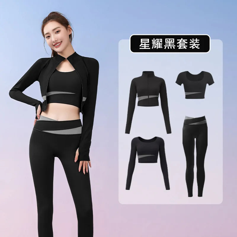 Autumn Workout Women Running Sportswear Sets Yoga Fitness Gym Bra Crop Top Seamless Leggings Tracksuits Clothing