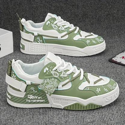 1 Pair of Men's Casual Sneakers, Stylish and Comfortable, Suitable for All Seasons, Geometric Design, Ideal for Outdoor Walking,