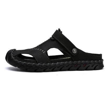 2023 Sandals Summer Men Leather  Classic Men Shoes Slippers Soft Sandals Men Roman Comfortable Outdoor Walking Footwear