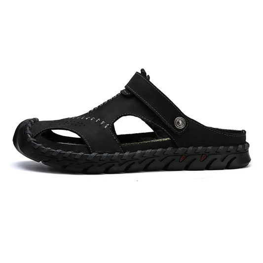 2023 Sandals Summer Men Leather  Classic Men Shoes Slippers Soft Sandals Men Roman Comfortable Outdoor Walking Footwear