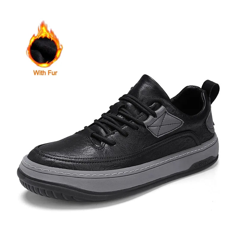 Luxury Brand Men's Shoes Fashion Leather High Quality Handmade Casual Shoes New Breathable Lace Up Skateboard shoes Men Sneakers