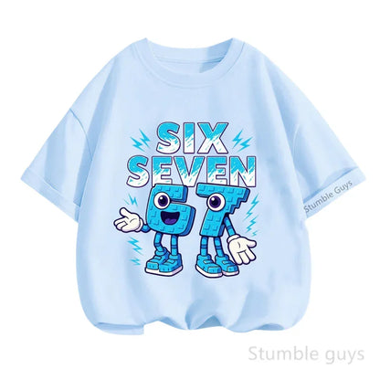 Summer Boys Clothes Girls 67 Print Tshirt Six Seven T-shirt Kids 3-14Y Short Sleeve Casual Tee
