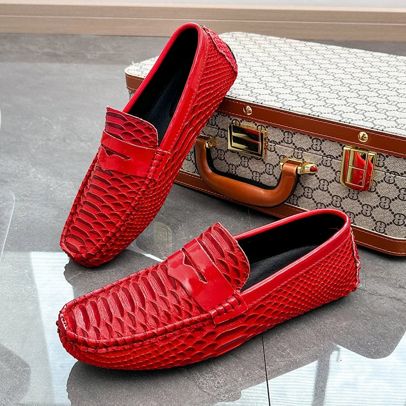 Italian Color Matching Mens Driving Shoes Summer Men Casual Loafers New Handmade Leather Moccasins Light Slip on Male Boat Shoes