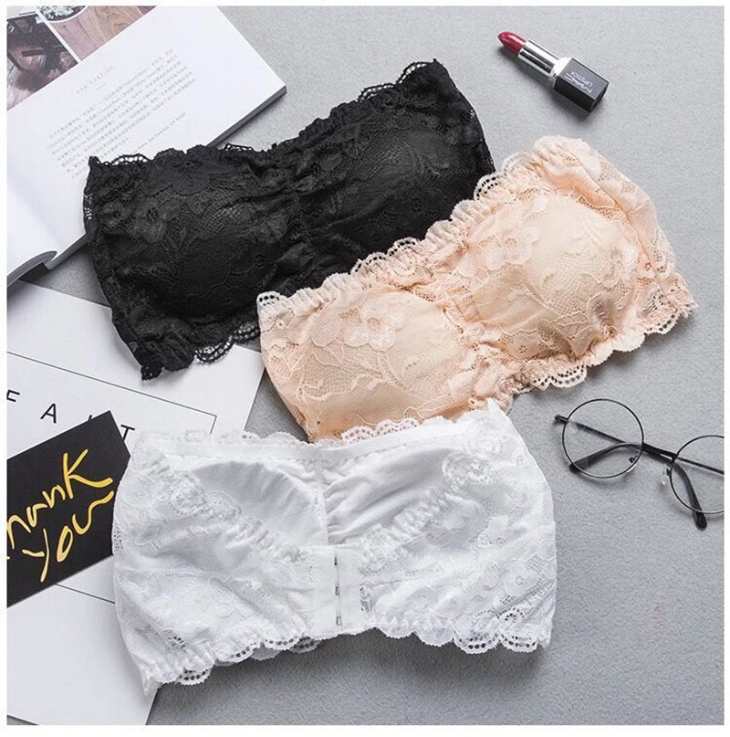 Tube Top Bra Fashion Tube Tops Woman Invisible Bra Push Up Women's Bandeau Top With Cups Lingeries Sexy Hot Tops for Summer Lace