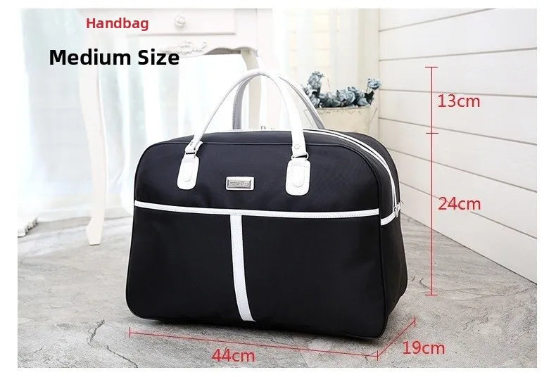 Large Capaci Travel Bag Women's Lightweight Pull Bag Portable ort Trip Hand Lage Bag with Wheels Faionable Ox Cloth