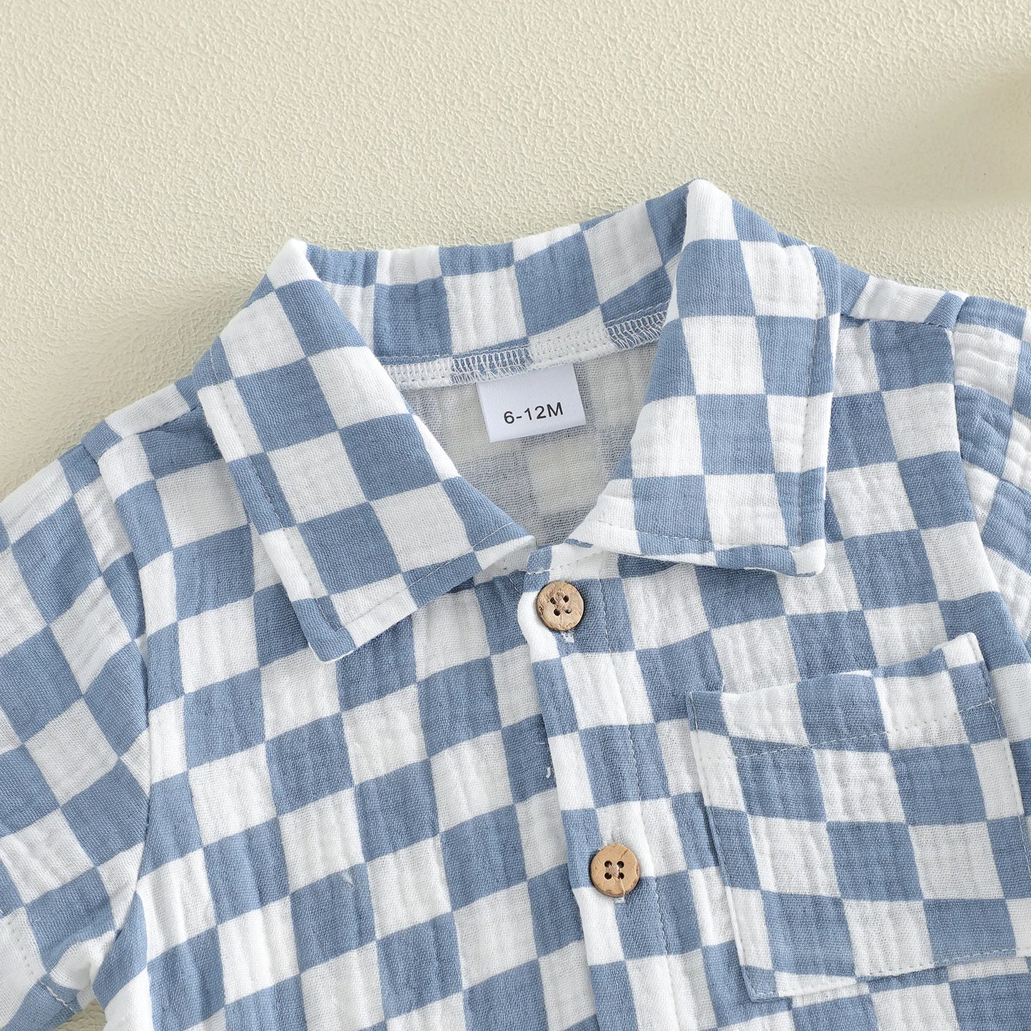Toddler Baby Boys Summer Outfit Fashionable Plaid Short Sleeve Lapel Shirt with Shorts 2Pcs Set