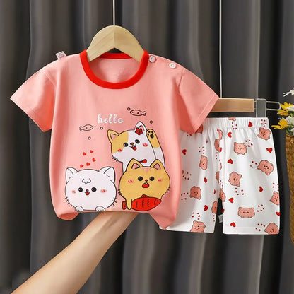 Summer Cartoon Boys Clothes Suit Set for Kids 1-4 Years Fashion Leisure Boy's Outfit 2025 Trendy Kids' Clothing