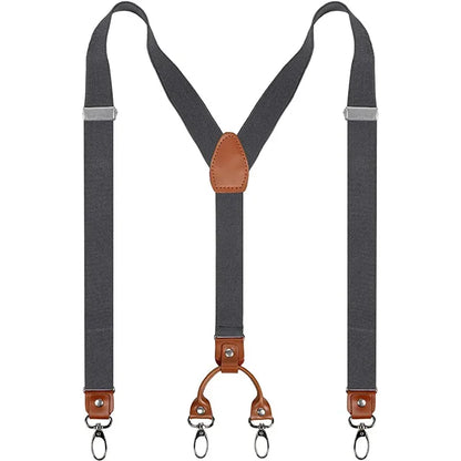2.5cm 4 Clips Suspenders Clips for Men Y-Back Jeans Hook Buckle Adjustable Pant Braces Straps for Shirt Suit Pants Suspender