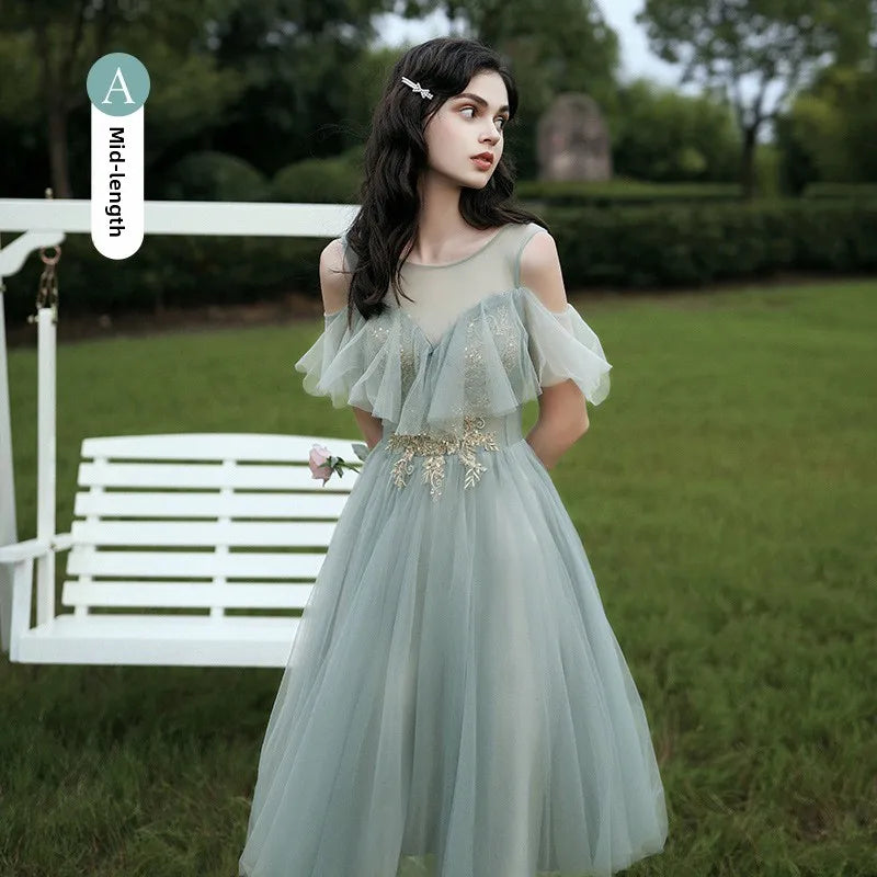Spring 2024 Maids of  Dr Ele een Fairy T Wedding Banquet Long Skirt Women's Friend Maids of  Outfit