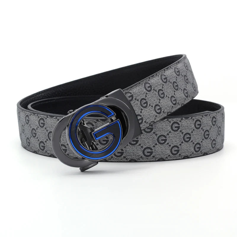 New Big "G" Automatic Buckle Men Belt, Fashionable Letter Buckle Waist Belt, Business Casual Leather Belt,Genuine Suit Belt