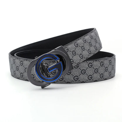 New Big "G" Automatic Buckle Men Belt, Fashionable Letter Buckle Waist Belt, Business Casual Leather Belt,Genuine Suit Belt