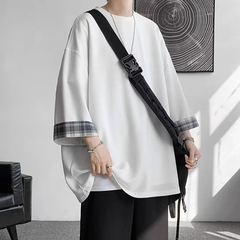 plus Size Ice Silk ort Sve T-irt Men's Summer Casual Brand Haome Loose Seven Sve Body irt Comfortable Loose Fit