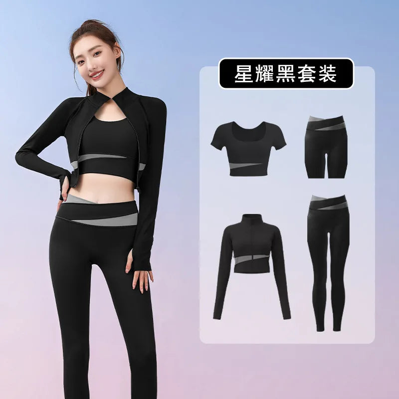 Autumn Workout Women Running Sportswear Sets Yoga Fitness Gym Bra Crop Top Seamless Leggings Tracksuits Clothing