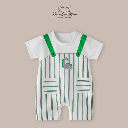 0-2 Years Baby Boys Summer Thin Cartoon Rompers Baby Girls Short Sleeve Bodysuit Newborn Infants Jumpsuit New Costume