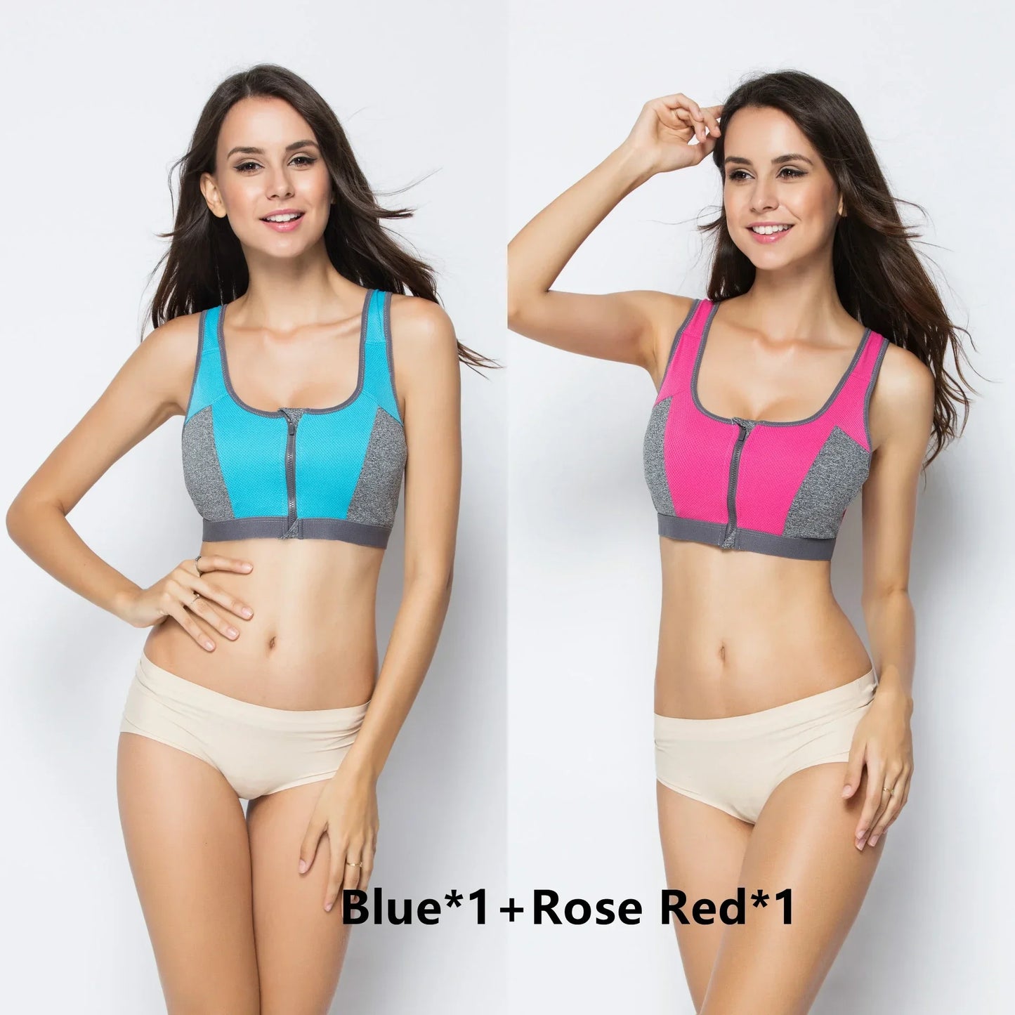 High Impact Sports Bras For Women Zipper Yoga Bras Shockproof Push Up Bra Sports Crop Top Underwear Fitness Gym Shirt Sportswear