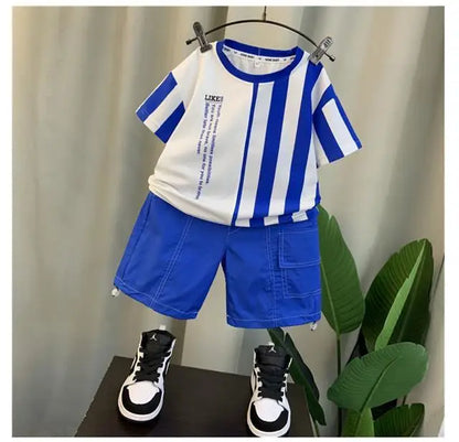 Summer Boy Clothing Suit New Children's Clothes Set Boys Short Sleeve T-Shirt Shorts 2 Piece Set Kids Sportswear Suit 2 4 6 8Y