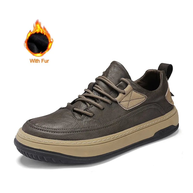 Luxury Brand Men's Shoes Fashion Leather High Quality Handmade Casual Shoes New Breathable Lace Up Skateboard shoes Men Sneakers