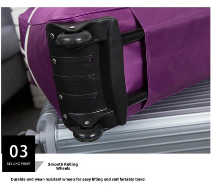 Large Capaci Travel Bag Women's Lightweight Pull Bag Portable ort Trip Hand Lage Bag with Wheels Faionable Ox Cloth