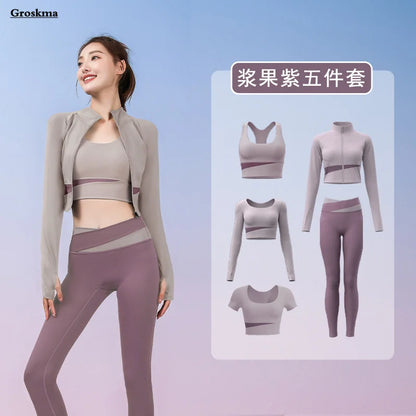 Autumn Workout Women Running Sportswear Sets Yoga Fitness Gym Bra Crop Top Seamless Leggings Tracksuits Clothing