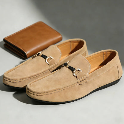 Classic Suede Leather Shoes Men Slip On Loafers Preppy Lightweight Breathable Wallking Driving Shoes Comfort Casual Men Sneakers