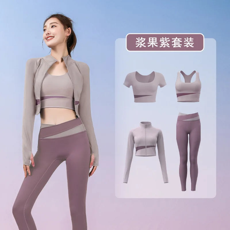 Autumn Workout Women Running Sportswear Sets Yoga Fitness Gym Bra Crop Top Seamless Leggings Tracksuits Clothing