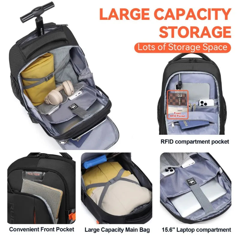 Trolley Backpack Carry-on Luggage WaterProof Travel Laptop Backpack With Wheels Rolling Luggage Wheeled Backpack for Business