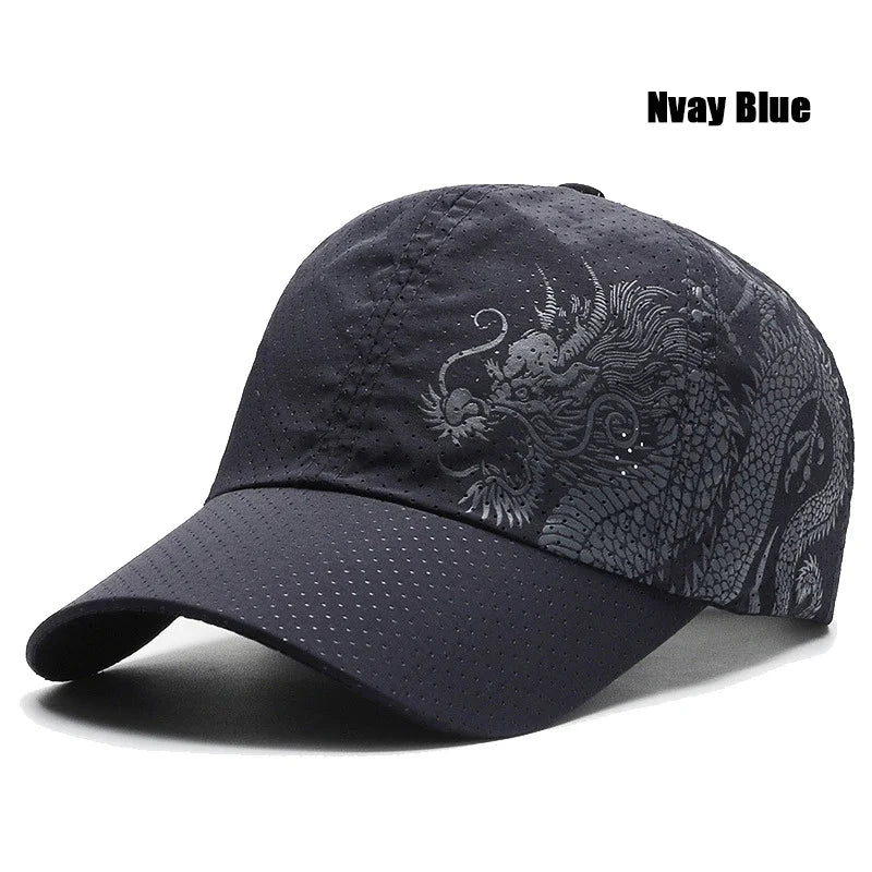 New Style Summer Baseball Cap Quick-Drying Air Hole Chinese Dragon Fashion Unisex Outdoor Casual Sports Sun Visor Trucker Hats