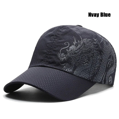 New Style Summer Baseball Cap Quick-Drying Air Hole Chinese Dragon Fashion Unisex Outdoor Casual Sports Sun Visor Trucker Hats