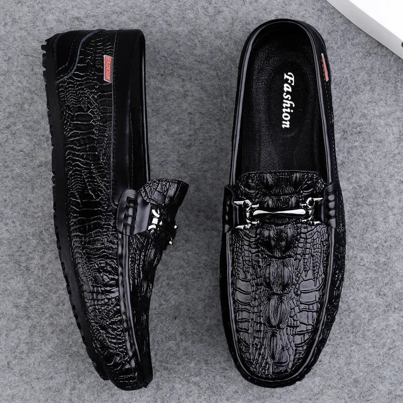 Moccasins plus Size 45 46 47 Business Crocodile Pattern Loafers Men's Real Cow Business Men's Shoes
