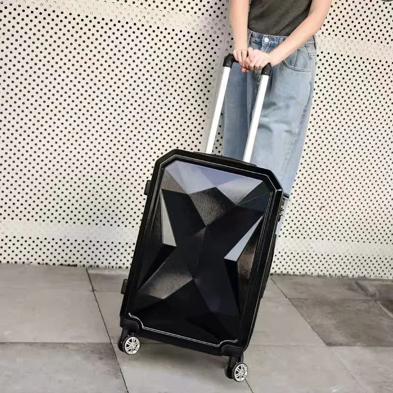 20‘’22/24/26/28 inch Rolling luggage set travel suitcase spinner wheels trolley luggage bag case Diamond Silver suitcase Women's