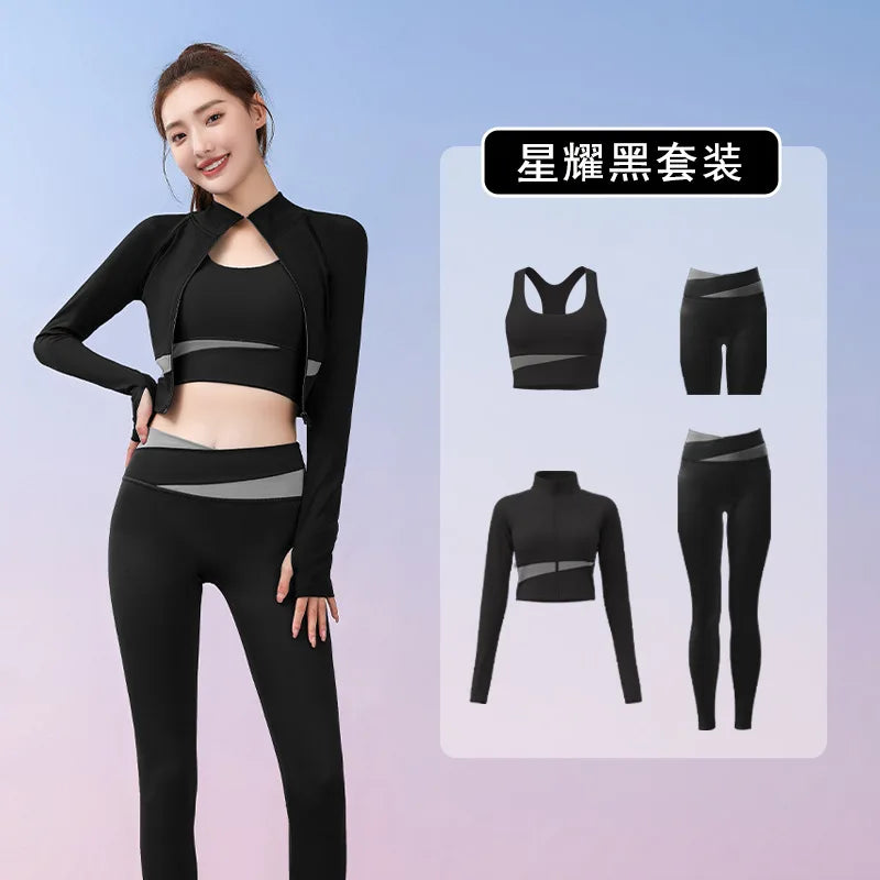 Autumn Workout Women Running Sportswear Sets Yoga Fitness Gym Bra Crop Top Seamless Leggings Tracksuits Clothing